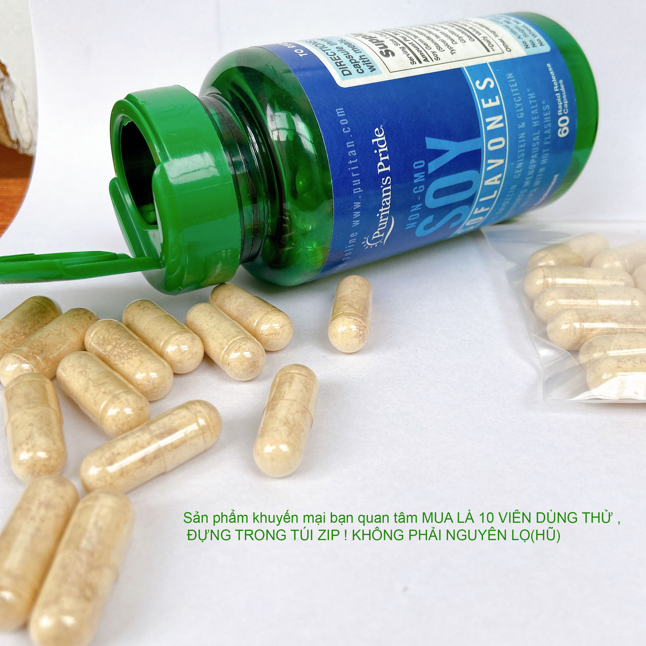 Viên mầm đậu nành Non-GMO Soy Isoflavones, 10 viên