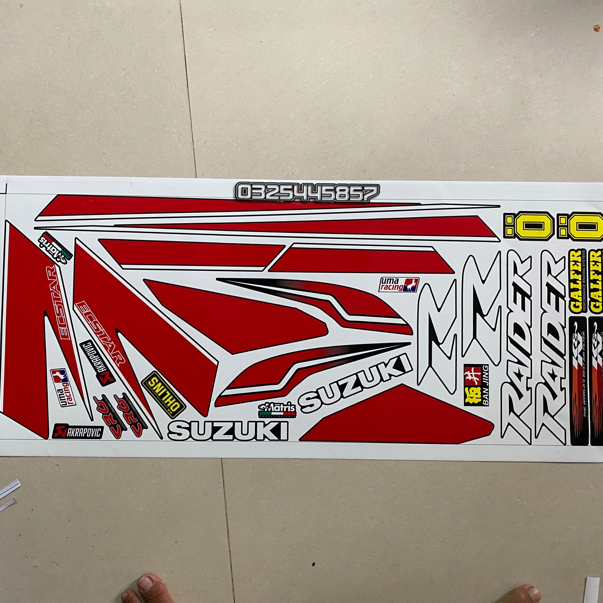 Tem xe Raider Fi mẫu 2017 đỏ đen