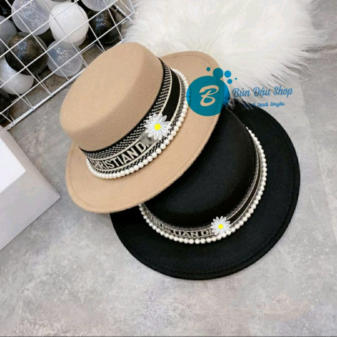 Hat felt đỉnh by belt Dr black delivery Pearl