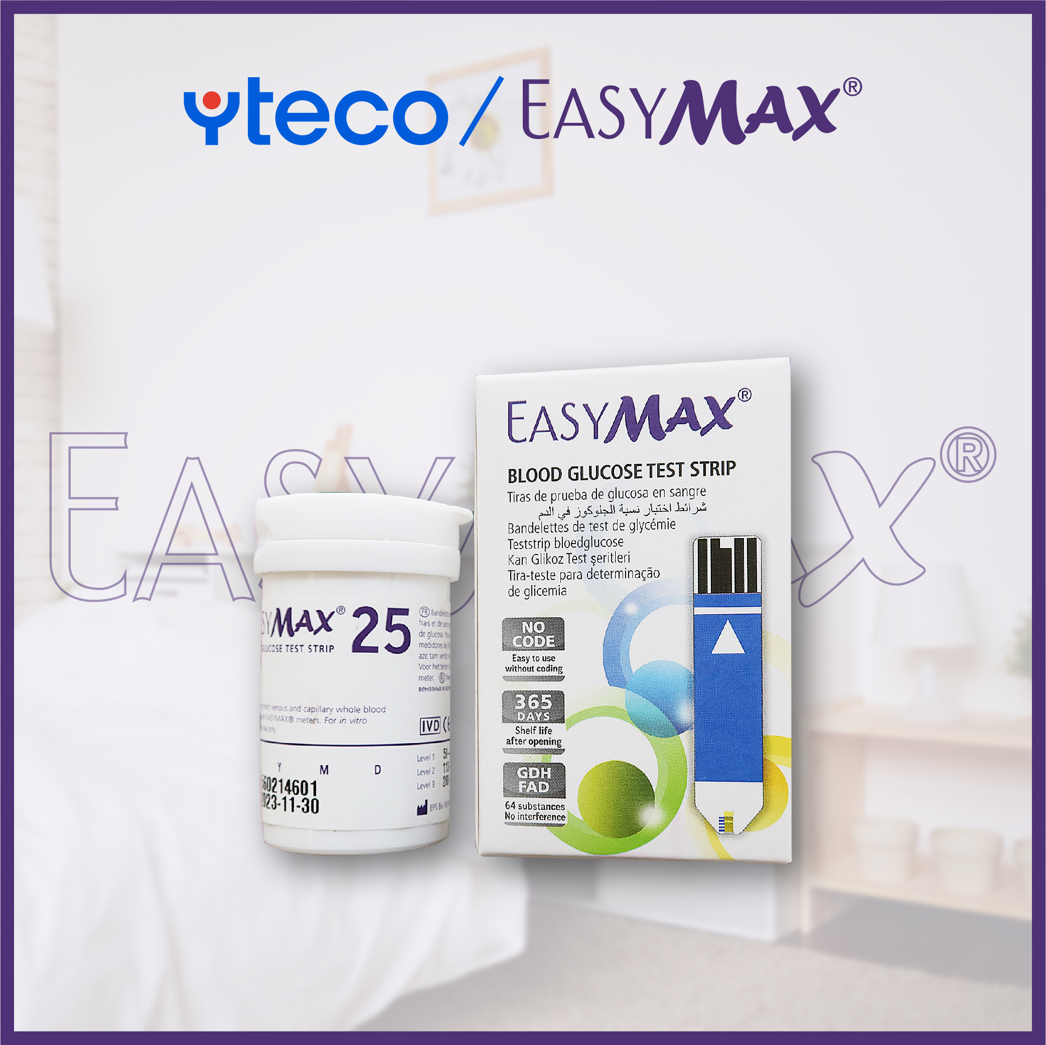Easymax que thử đường huyết - hộp 25 que