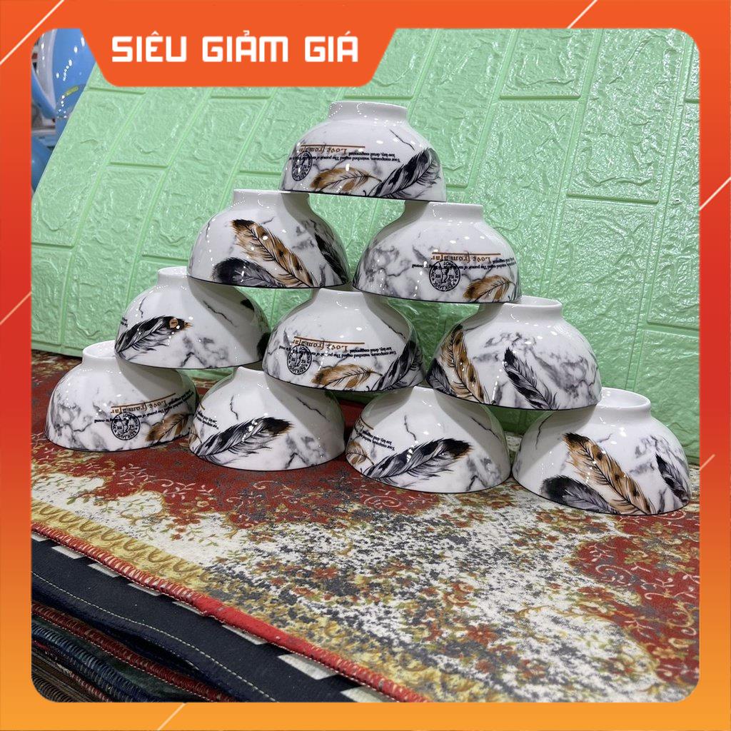 Combo 10 chén sứ / bát ăn cơm cao cấp dùng trong bữa ăn gia đình.