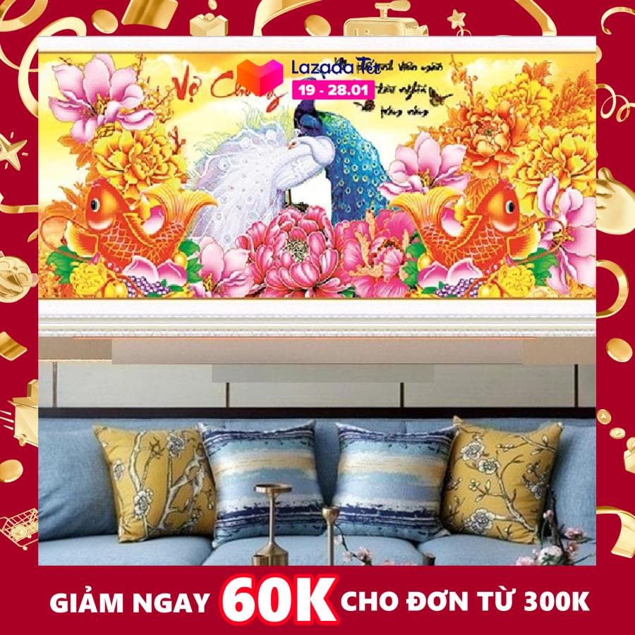 Tranh đính đá mẫu mới Vợ Chồng-KT: 89x41