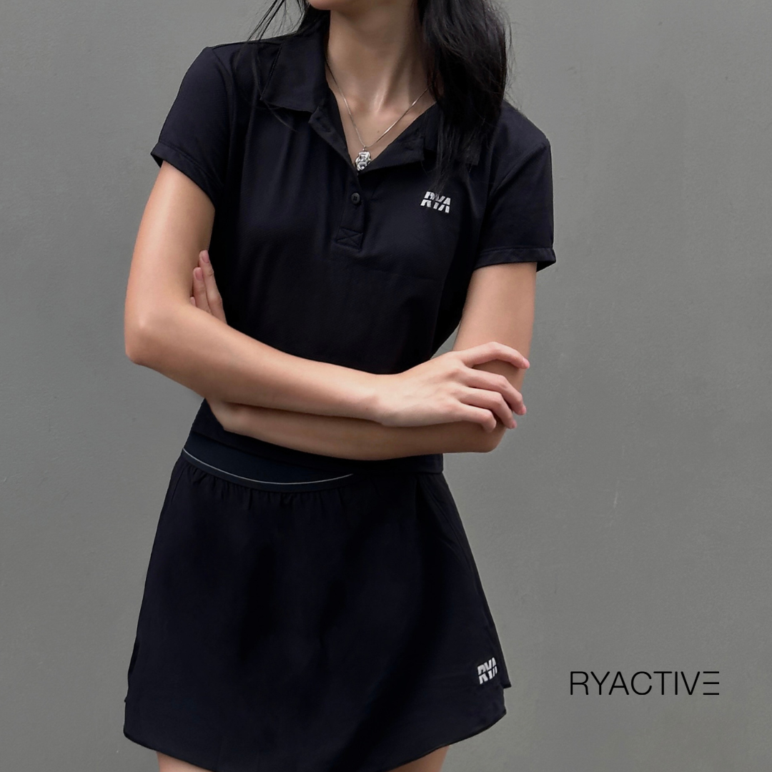 Áo thun polo nữ RYACTIVE - TEMPO POLO Black