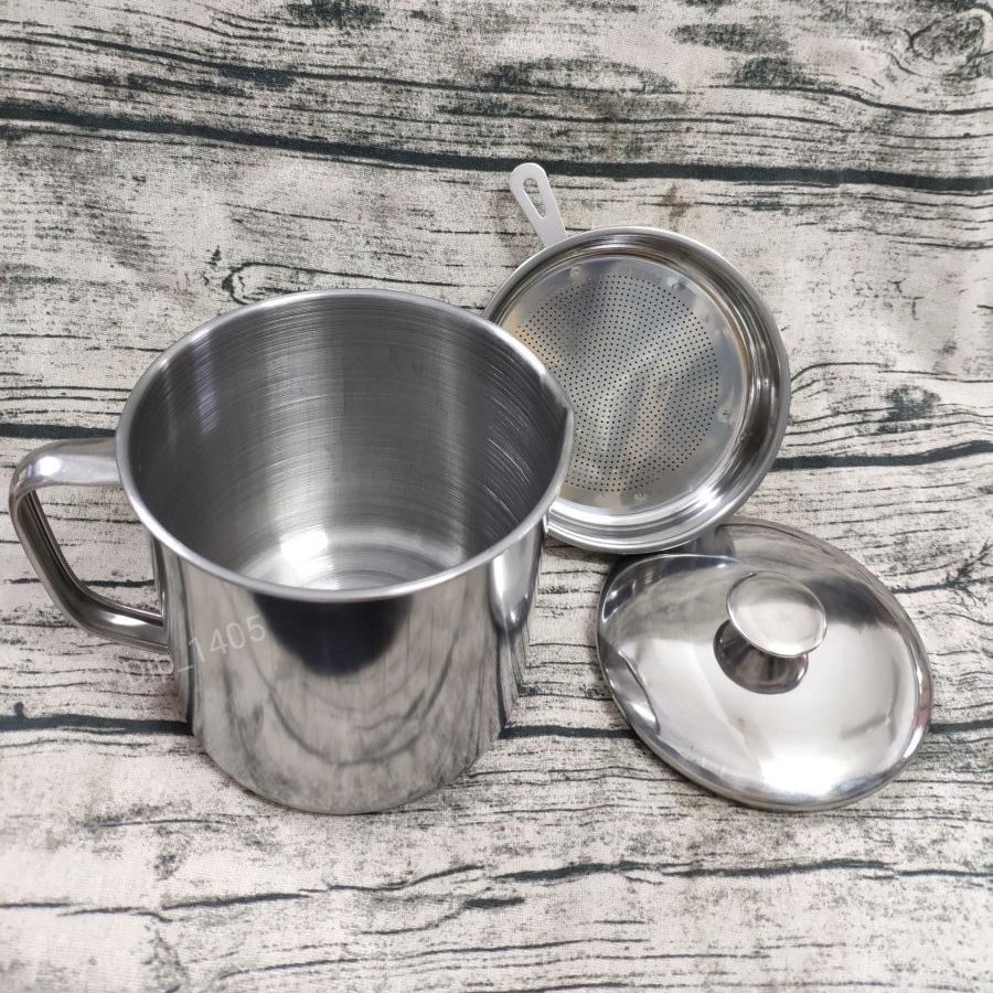 Ca lọc dầu ăn inox 304 cao cấp có lưới lọc mịn, lọc sạch cặn bẩn
