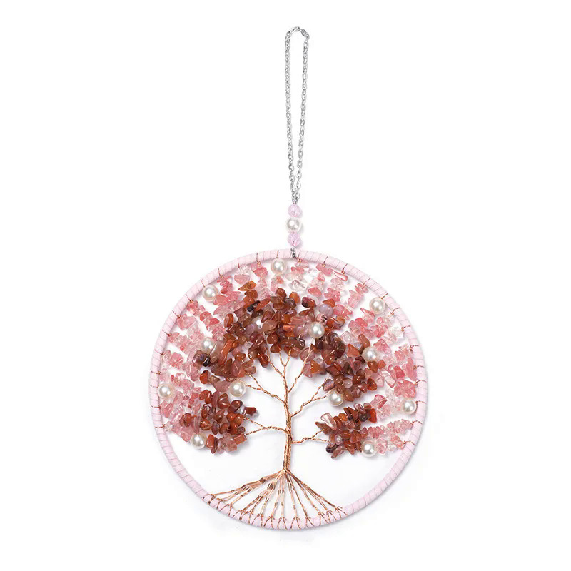 7 Chakra đá quý cây của cuộc sống giấc mơ bắt màu Agate tường treo phòng cửa sổ vườn Chuông gió giấc mơ bắt trang trí nội thất