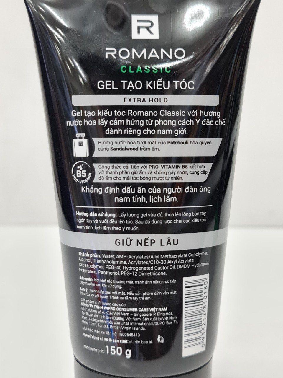 Gel Vuốt Tạo Kiểu Tóc Nam Romano Classic 150g