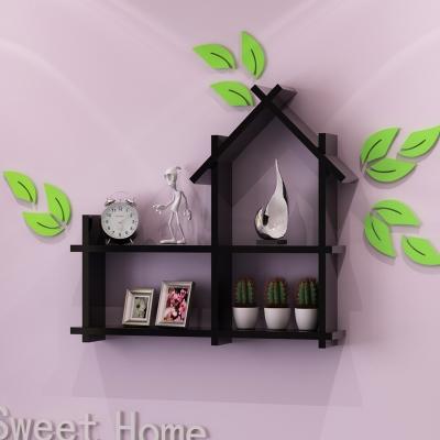 [HCM]Kệ treo tường hình ngôi nhà lớn (Đen) gỗ LÕI XANH chống ẩm nhập khẩu
