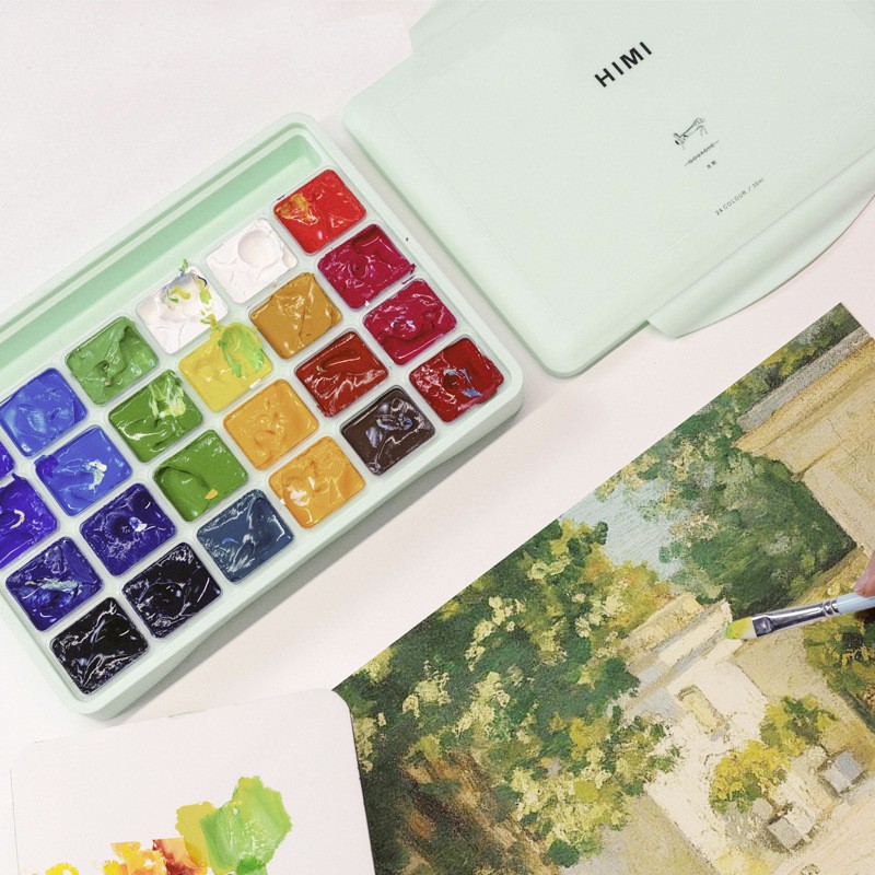 Màu Gouache HiMi dạng thạch bộ 18/24 màu