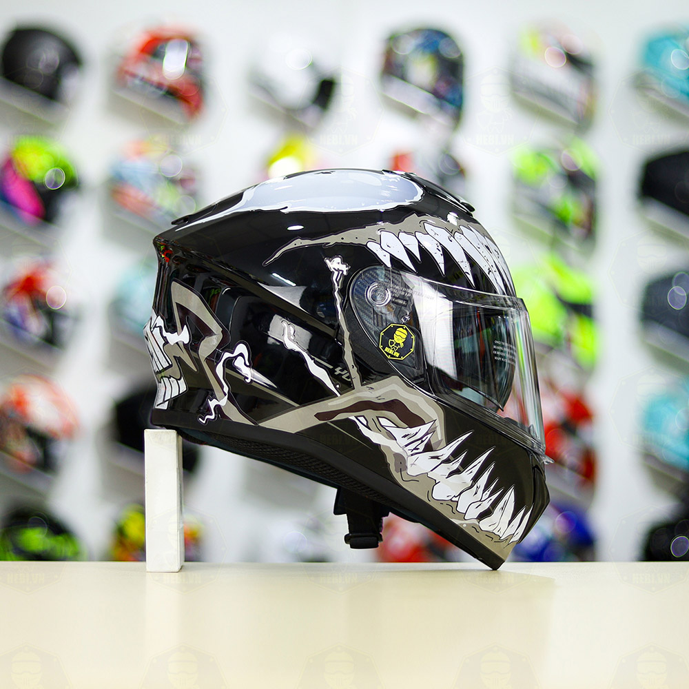 Mũ Fullface YOHE 981 Dán Tem Venom Xám