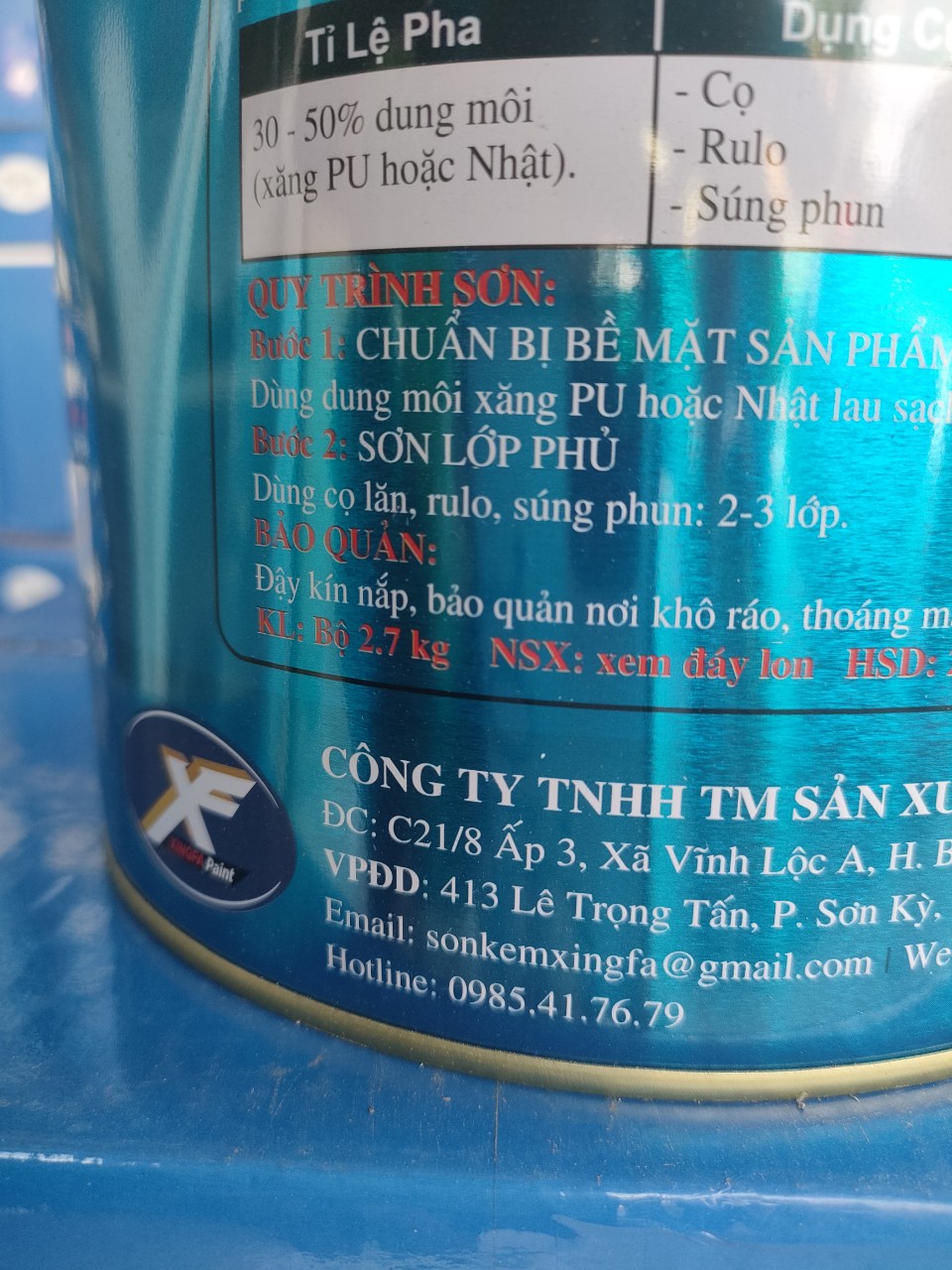SƠN SẮT MẠ KẼM 1THÀNH PHẦN XINGFA LON 2.7kg