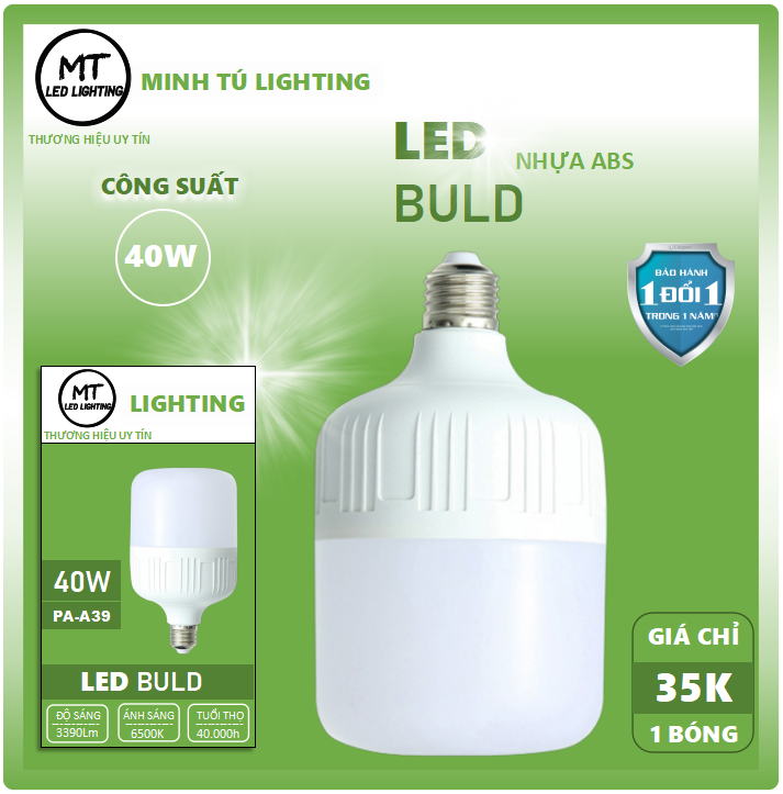 COMBO 4 CÁI BÓNG ĐÈN LED TRỤ 40W