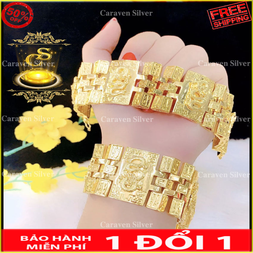 Lắc rồng nam bản rộng mạ vàng - Kích thước 20x3.8cm, màu vàng tươi như thật, chất như nước cất và bao ngầu - TH149330 - Lắc nam, lac nam, lắc tay nam, lac tay nam, lắc tay mạ vàng, lac tay vang