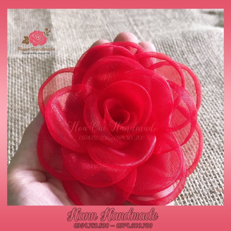 Hoa cài áo handmade vải voan có ghim, hoa cài áo váy