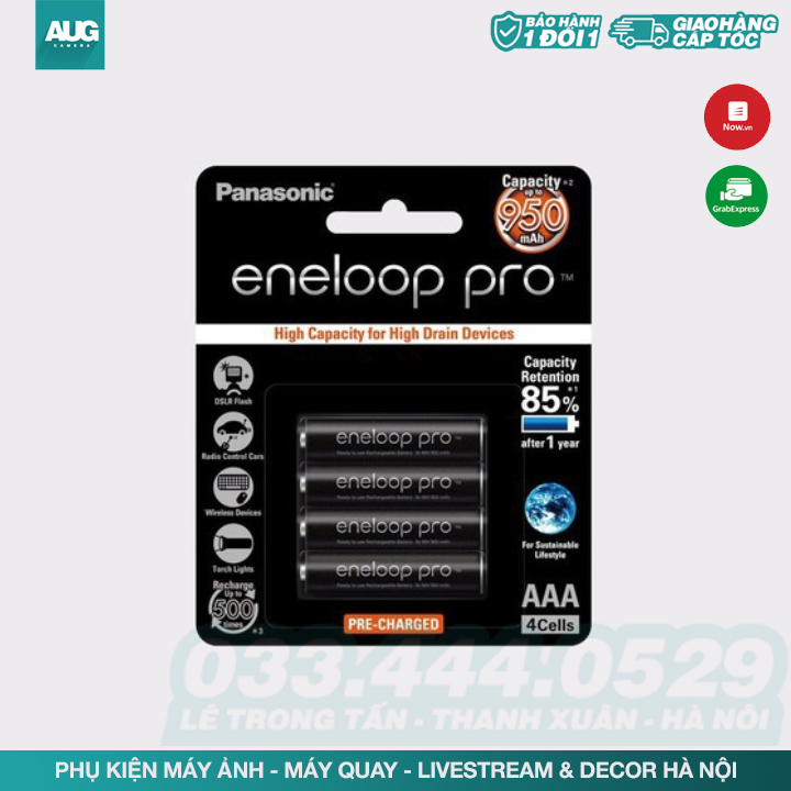 Vỉ 4 pin AAA ( pin đũa) Eneloop 950mAh - AUG Camera Hà Nội
