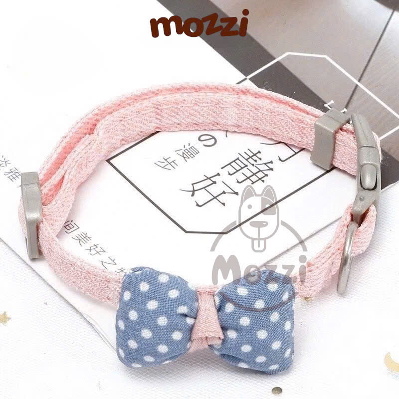 Vòng cổ cho chó mèo Nơ cotton denim dễ thương