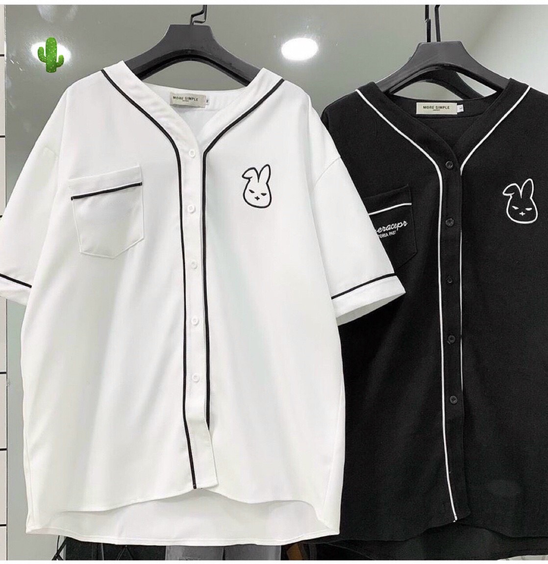 Áo sơ mi nữ cổ v , viền sọc form to thỏ xinh mã: p9877