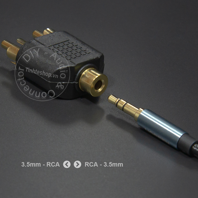 Đầu đổi 3.5mm cái sang 2 đầu hoa sen AV đực - 3.5mm ra 2AV 1 chiếc