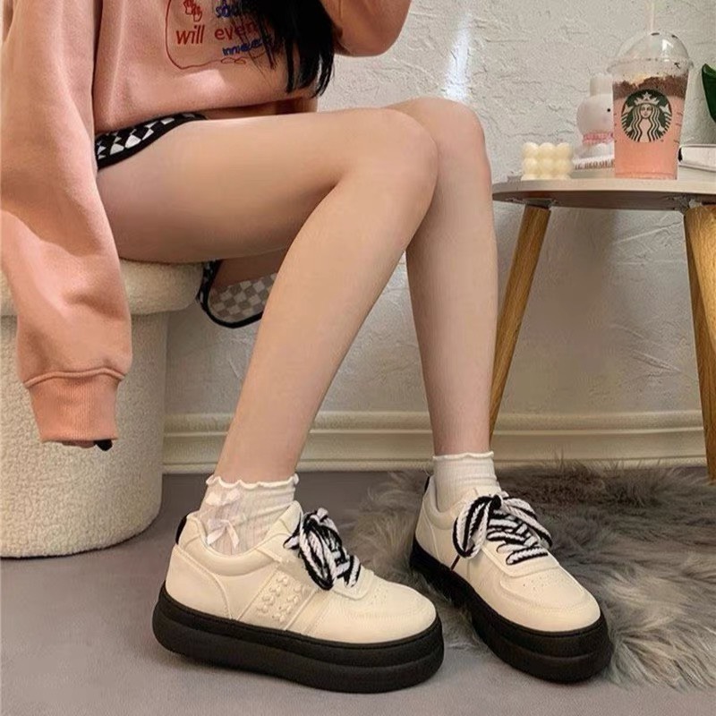 giày thể thao nữ ,  giày sneaker nữ da trắng đế đen