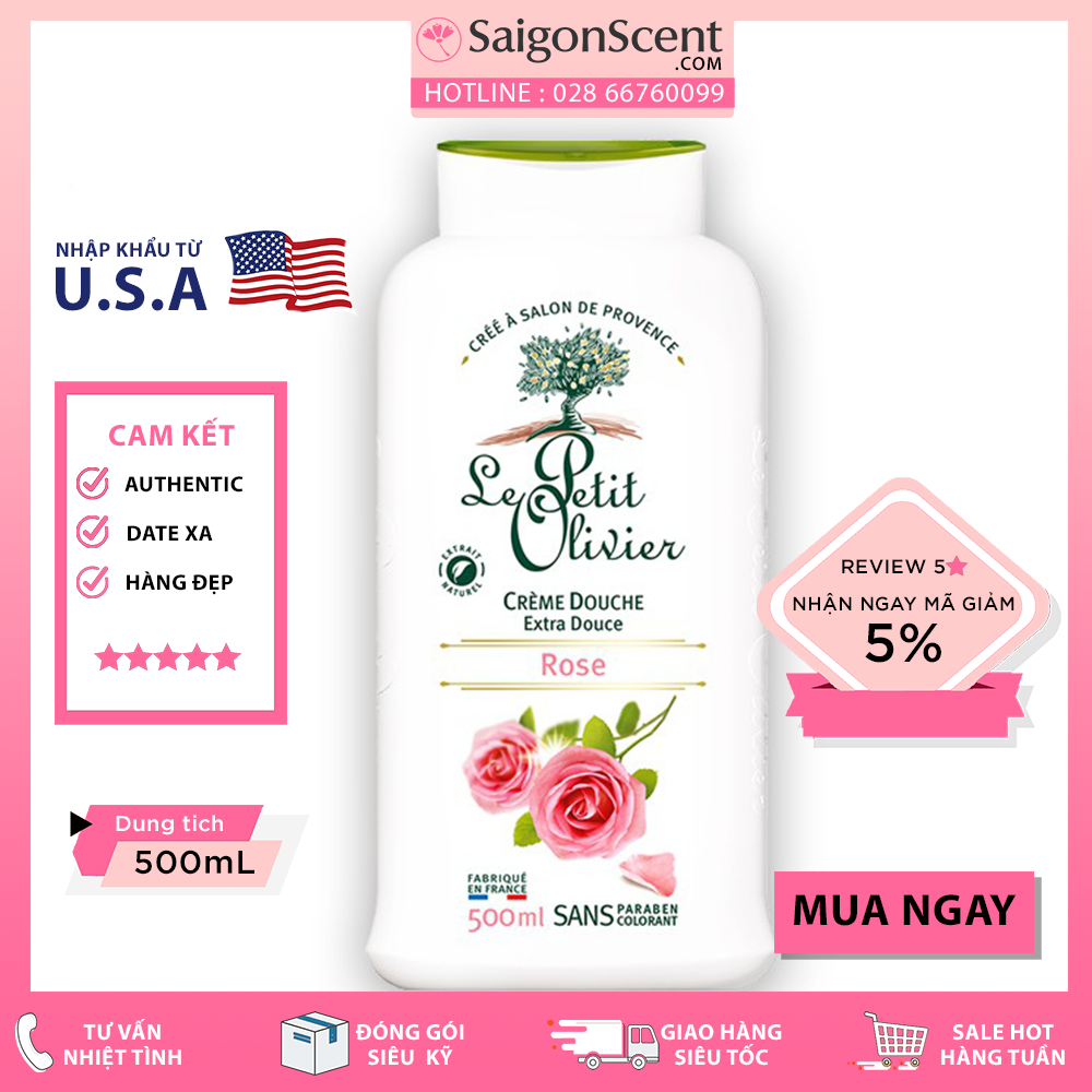 Sữa Tắm Le Petit Olivier Rose ( Hoa hồng - 500mL )