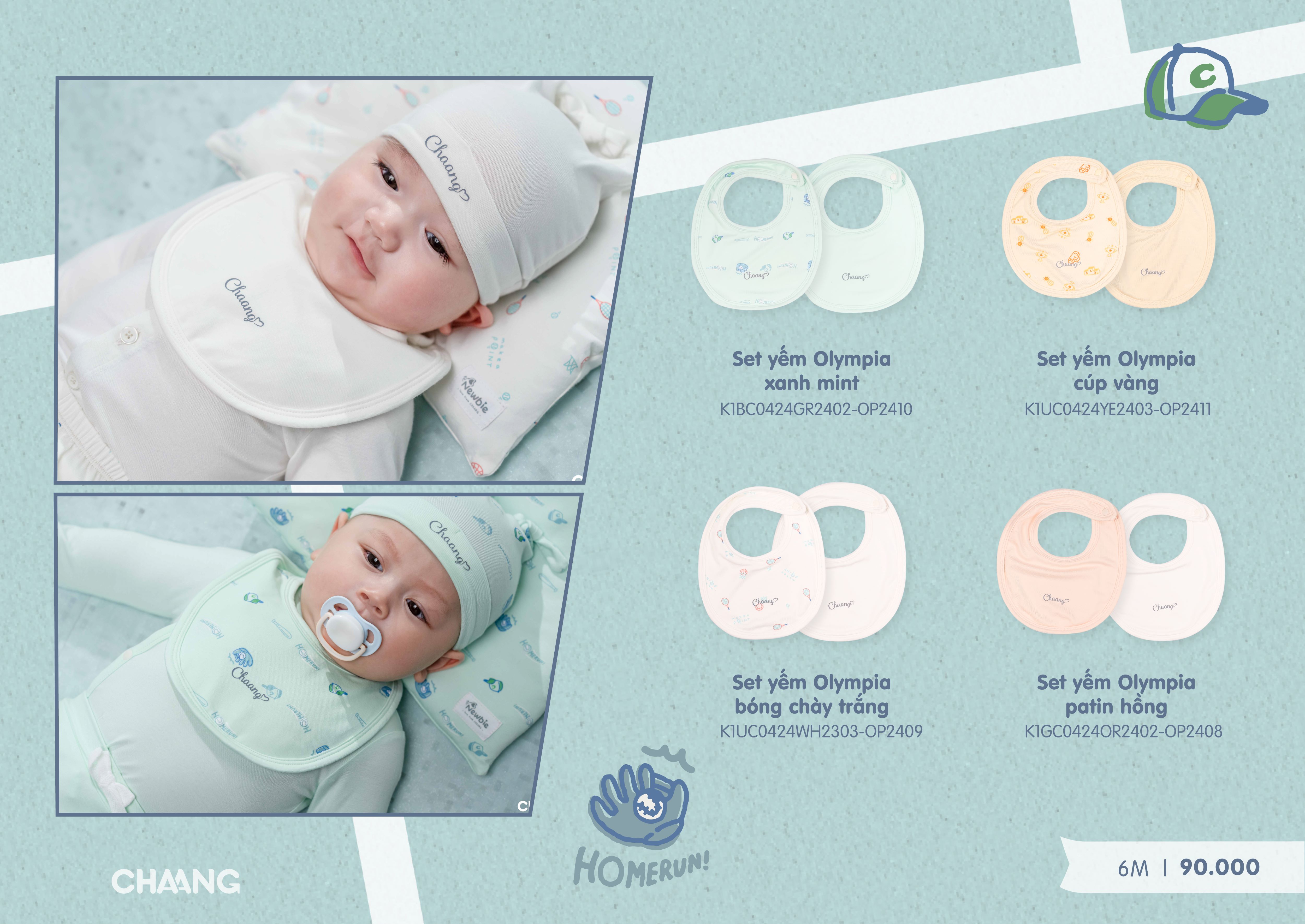 [CHAANG] Set 2 chiếc yếm tròn sơ sinh Olympia Chaang