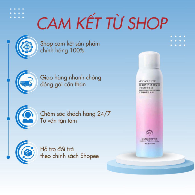 Xịt Chống Nắng Trắng Da Chính Hãng M'aycreate