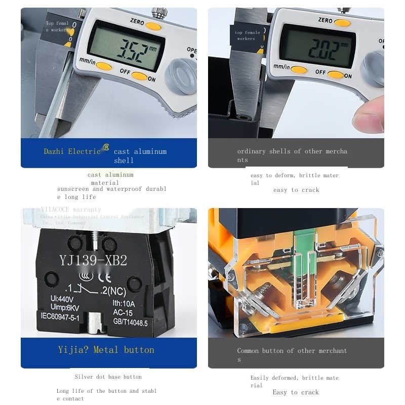 Can be wholesale High quality button with metal cast aluminum control box start stop switch thickened shell outdoor waterproof can be customized