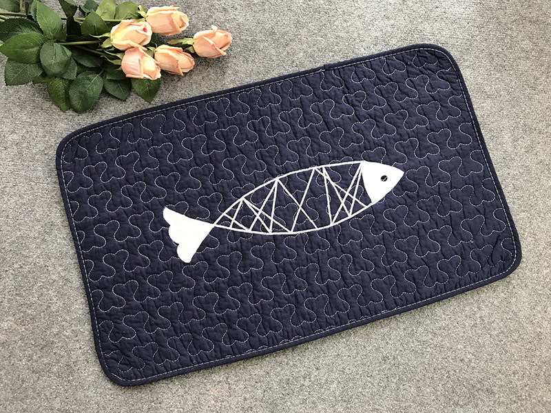 Thảm set 3 - Cá 7 con - Viền xanh đen