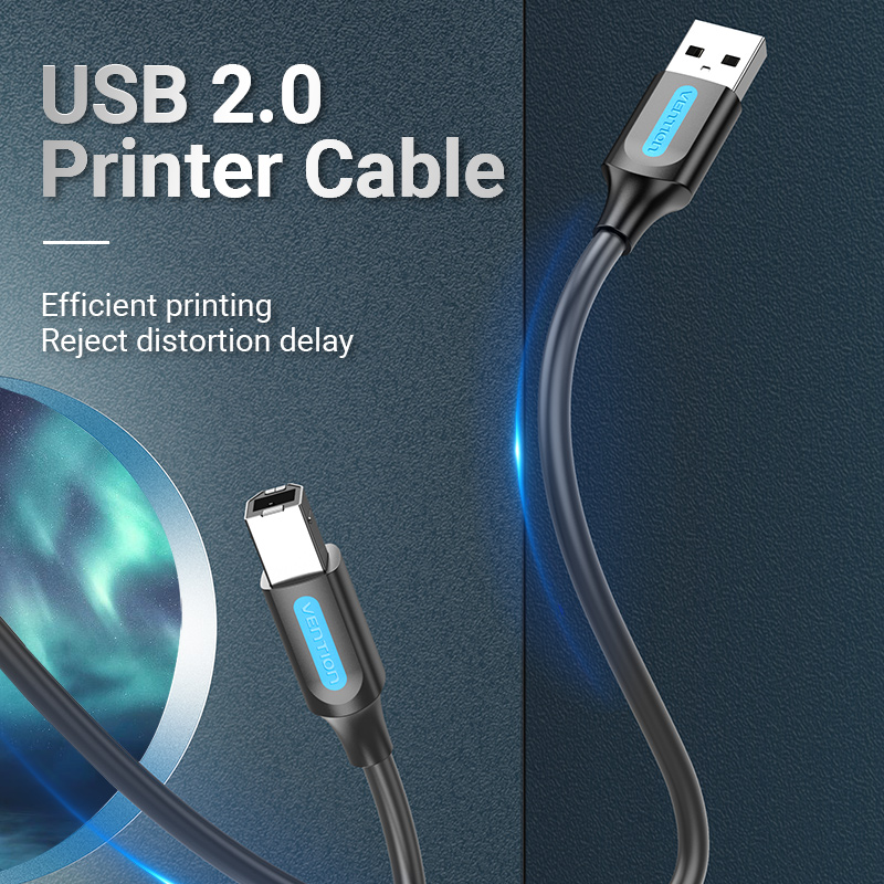 Vention Dây Cáp USB 2.0 Máy In 3M - Cáp USB A Đầu Nối USB B, Tương Thích Rộng Rãi Cho Máy In, Máy Tính - Hàng Chính Hãng