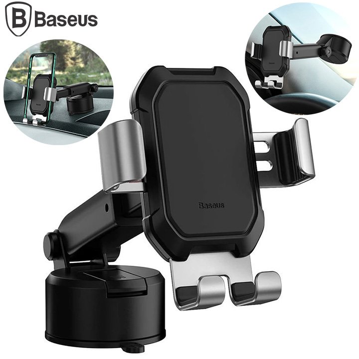 Giá đỡ điện thoại hút chân không gắn kính hoặc táp lô ô tô Baseus SUYL-TK01 - Chất liệu hợp kim cao cấp - Hàng Nhập Khẩu Chính Hãng