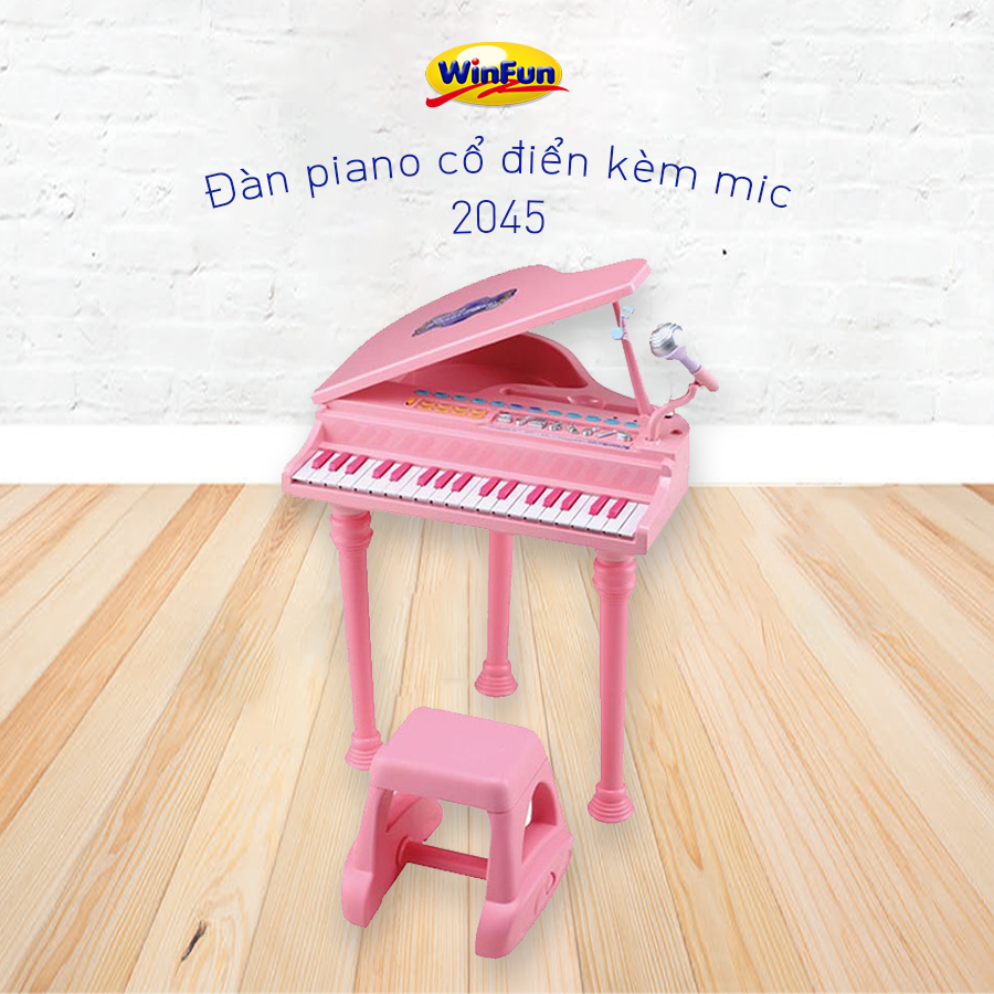 Đàn piano cổ điển kèm mic màu hồng Winfun 2045