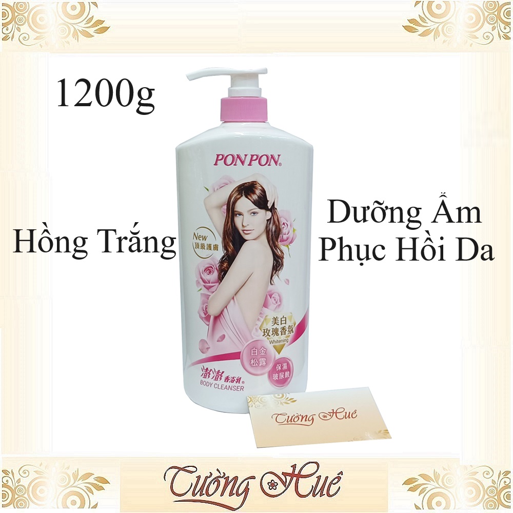 [HCM]Sữa tắm dưỡng ẩm phục hồi da Pon Pon Đài Loan Body Cleanser - 1200g - Trắng