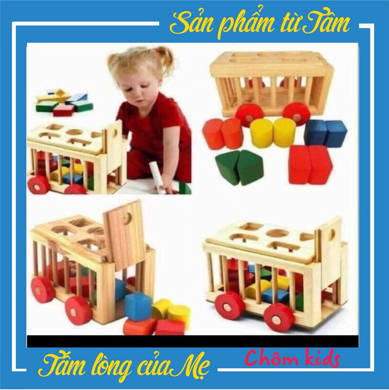 Xe thả hình khối: Hình xe oto và hình cũi - Chôm kids