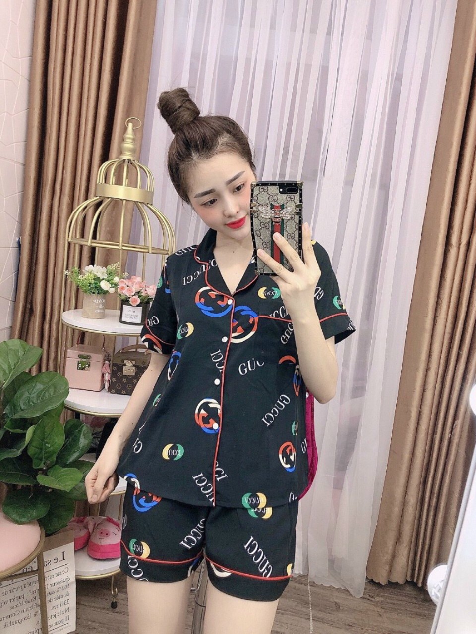 PIAMA QUẦN ĐÙI VẢI LỤA HÀN MẶC THOẢI MÁI SIZE DƯỚI 60KG.LH009