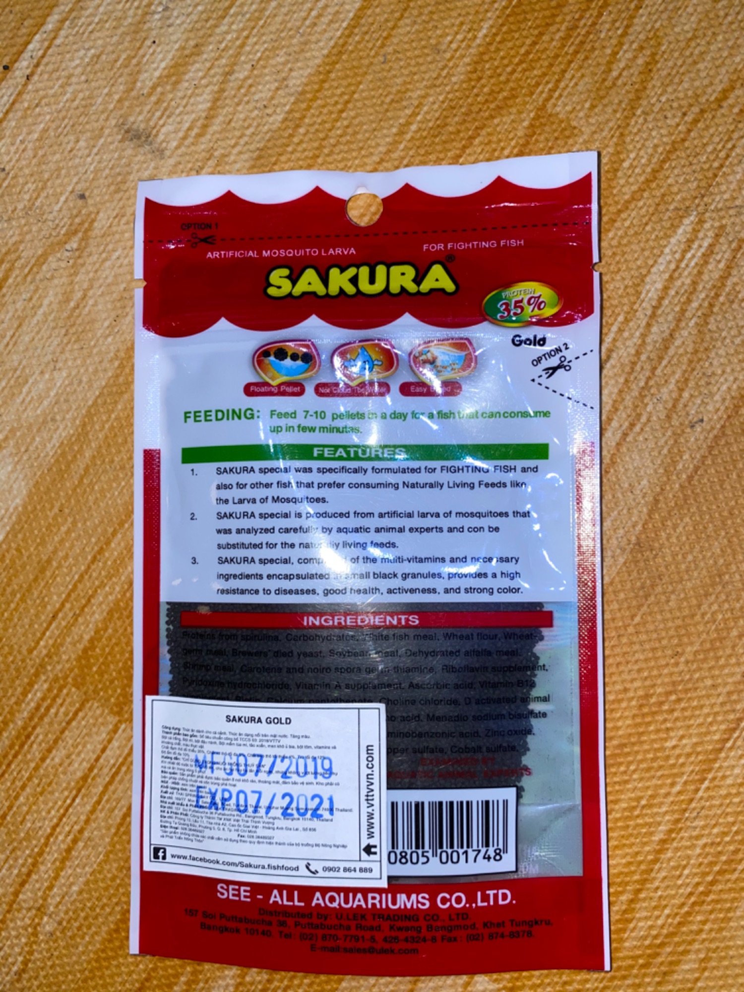 Thức ăn Sakura Gold dành cho cá lia thia 20g | Hạt Đen