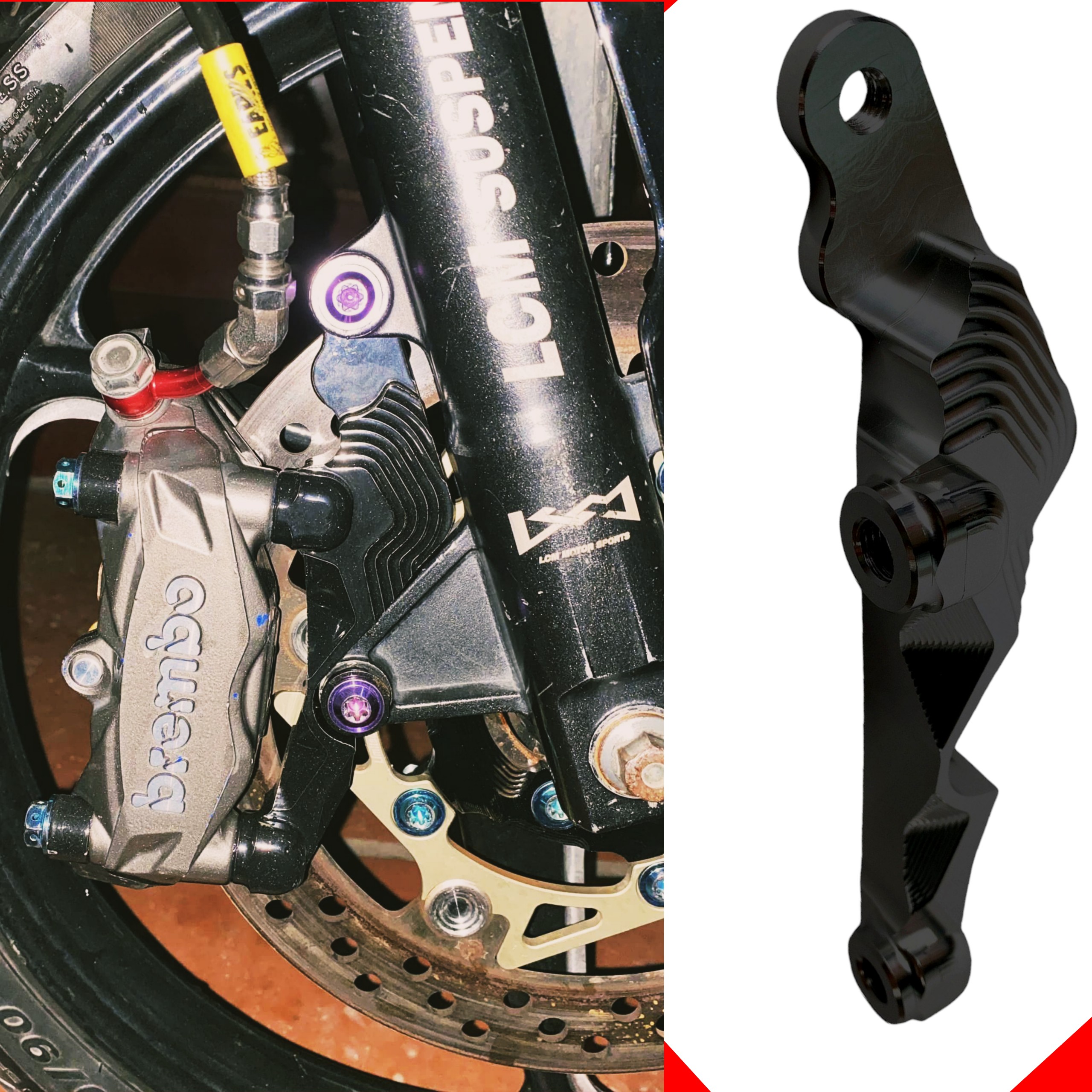 Pát trước cnc gắn heo tai xanh, heo lỗ trụ 10li khoảng cách trụ 100li_pát gắn cho winner đi đĩa 260-267 hoặc đĩa zin