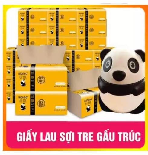 Thùng 30 gói Giấy ăn than tre gấu trúc siêu dai