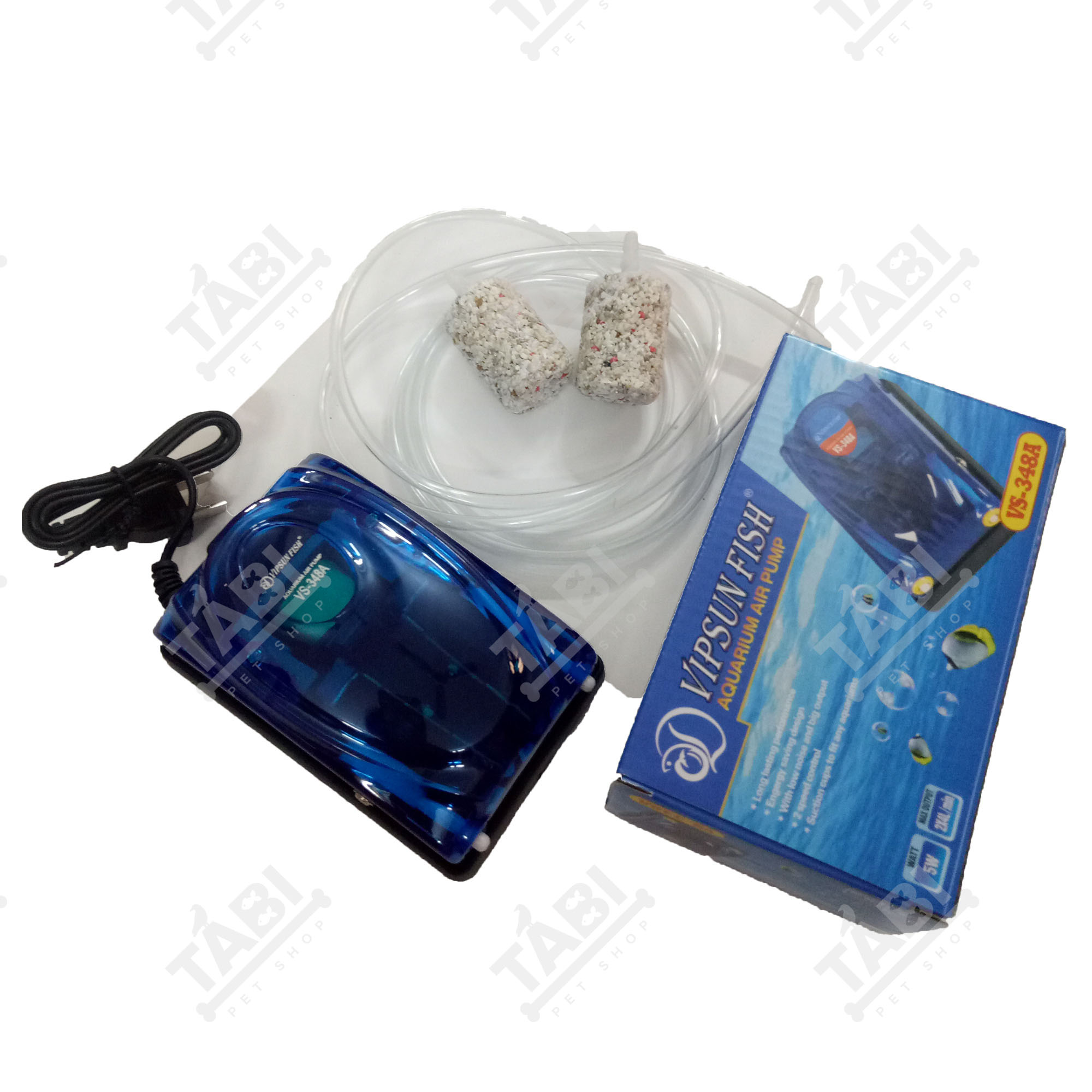 Máy Sủi Khí Oxy 2 vòi Vipsun VS-348A, RS-348A 2m Dây 2 Đá  - Máy Bơm Khí Cho Hồ Cá Bể Cá Cao Cấp