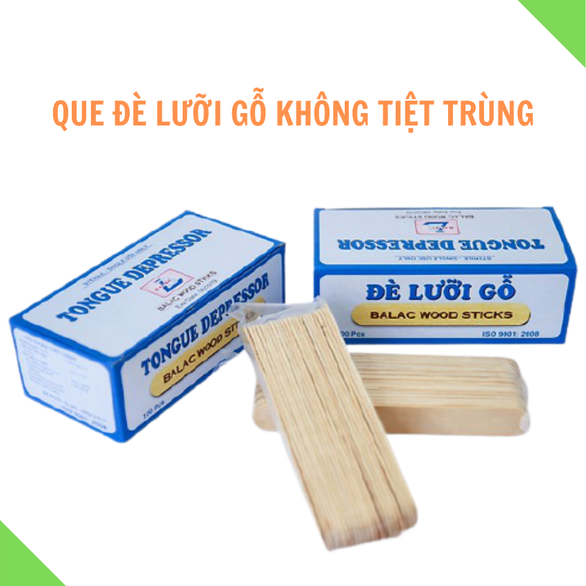 Que đè lưỡi gỗ bá lạc - hộp 100 cây