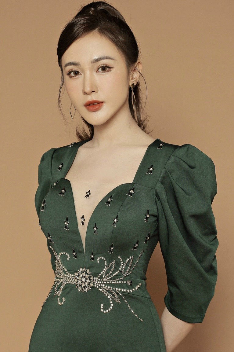 ĐẦM DẠ HỘI KẾT PHA LÊ TAY PHỒNG CAO CẤP HÀNG TK - YB2112071