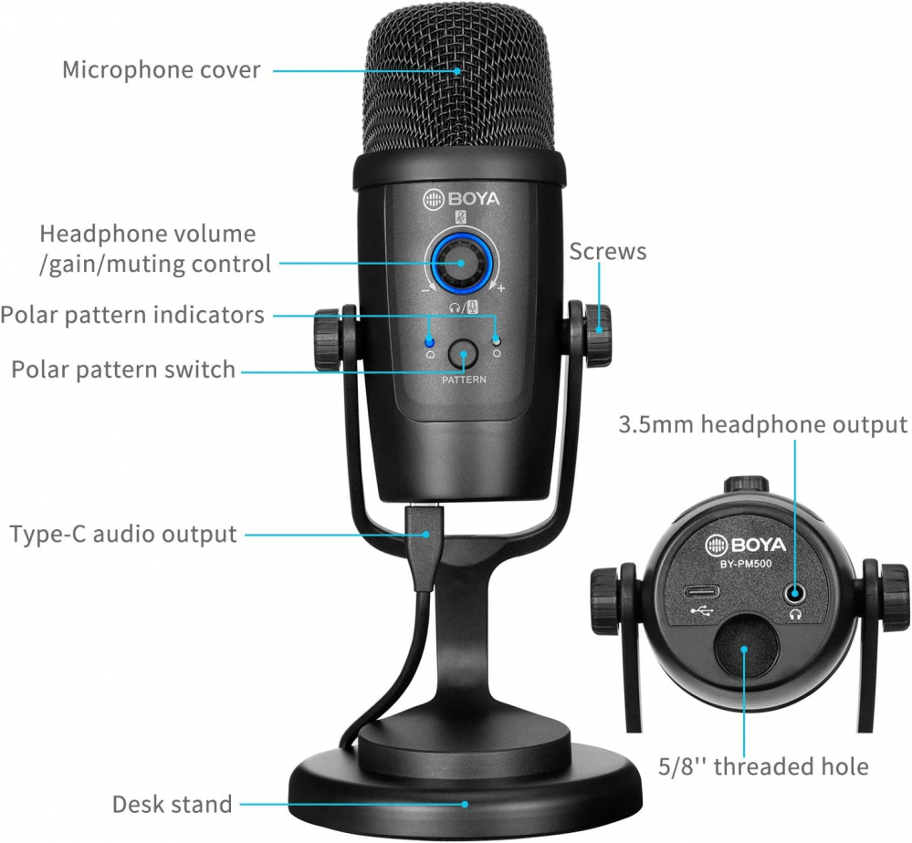 Micro thu âm BOYA BY-PM500 - cổng USB (Khui Seal) - Tường Duy Digital
