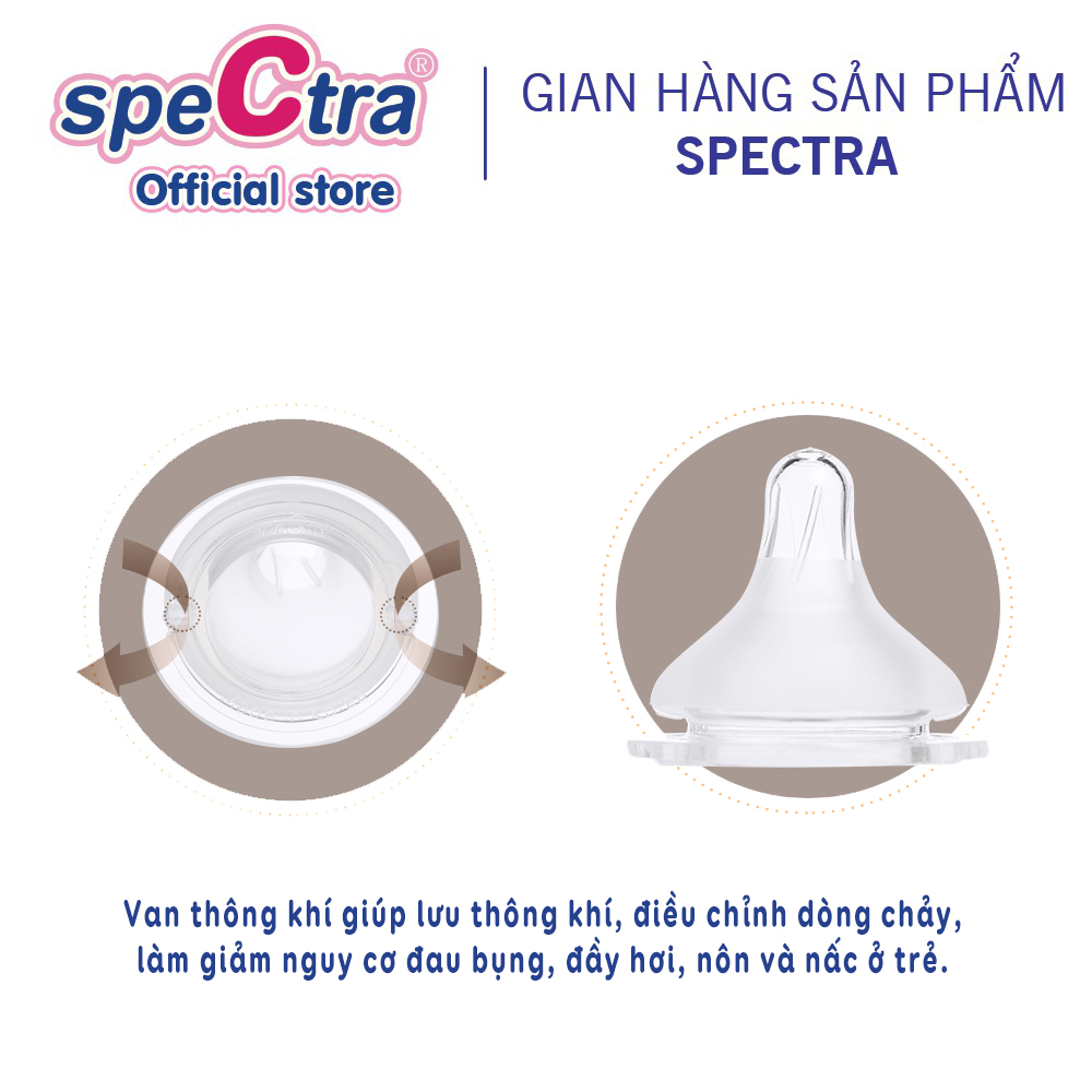 Núm Ti Cổ Rộng Spectra - Lỗ Khí Kép Chống Đầy Hơi, Hàng Chính Hãng (02 Chiếc/ Set)