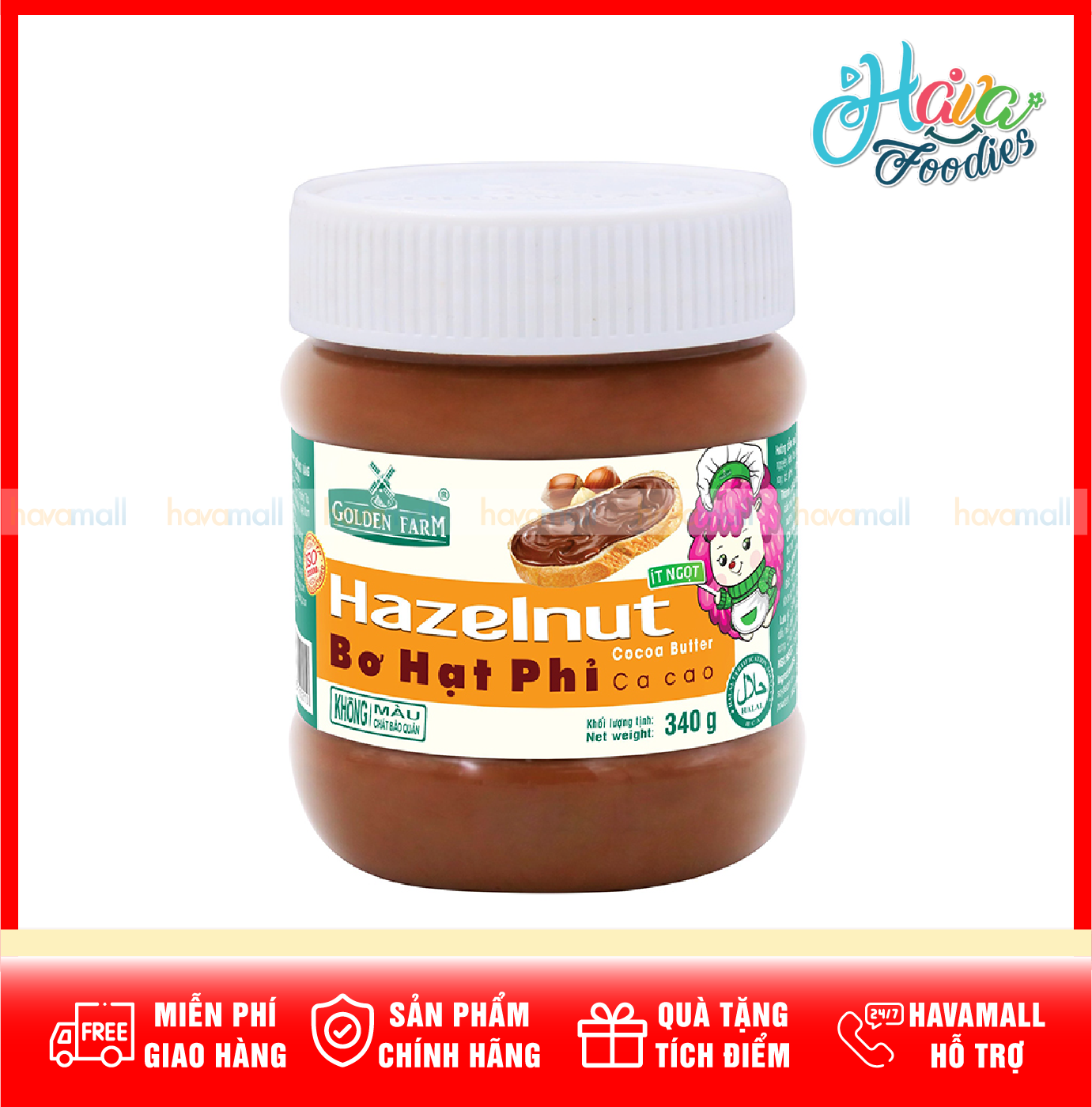 [HOÀN TIỀN MAX 10%][ HÀNG CÔNG TY ] Bơ Hạt Phỉ Cacao Golden Farm