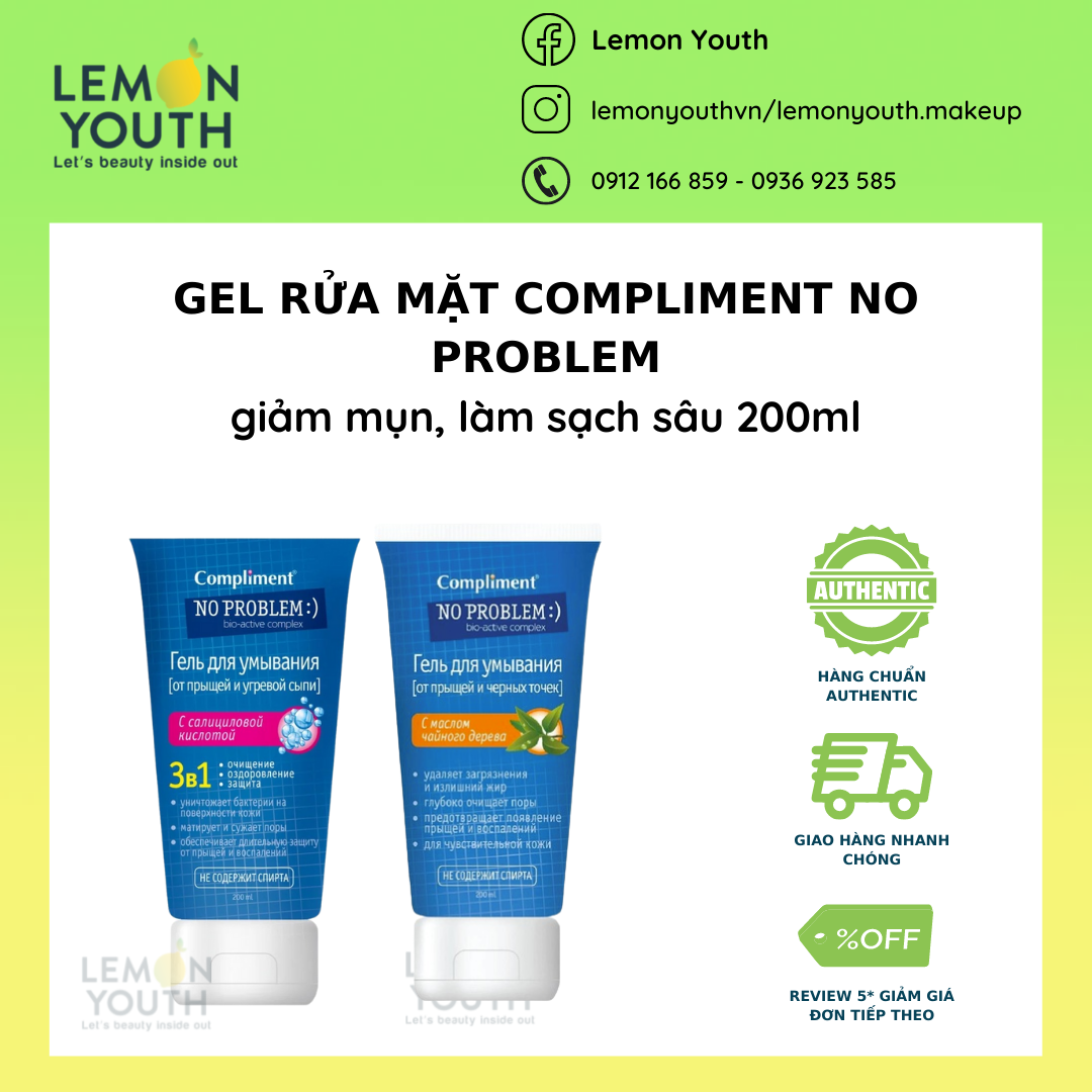 Sữa rửa mặt COMPLIMENT No problem 200ml làm sạch sâu, đẩy lùi mụn ẩn
