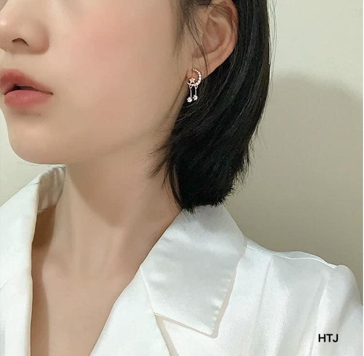 Bông tai bạc hình trăng sao ms62