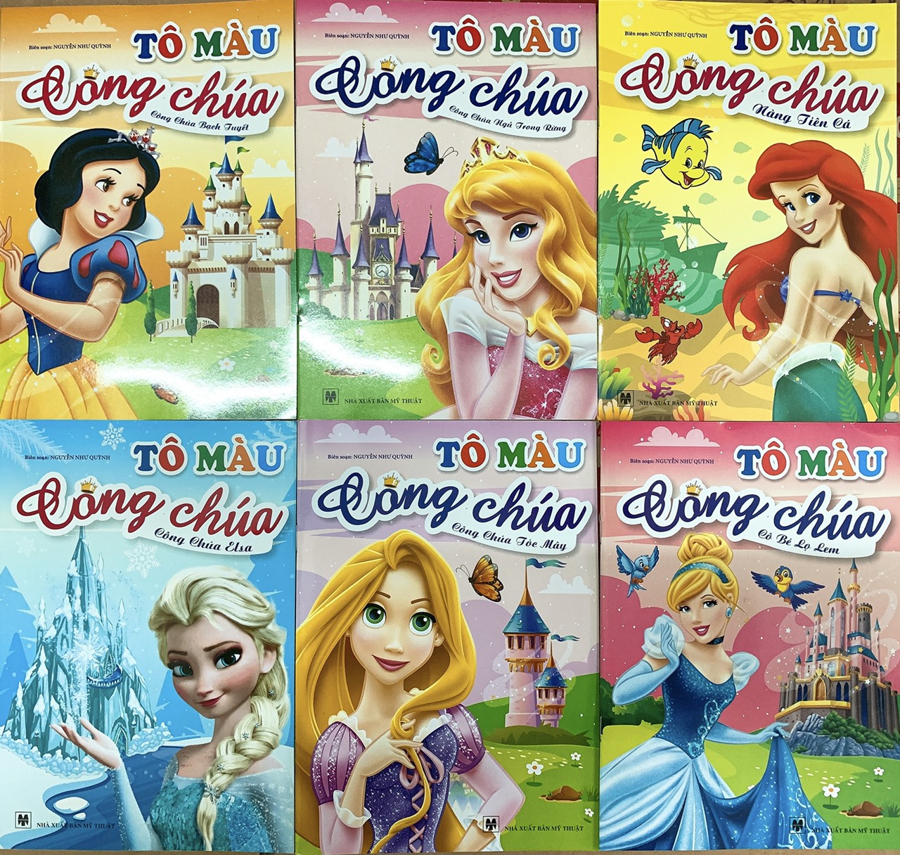 Sách - Tô màu công chúa (6 quyển) +  bán kèm sáp màu