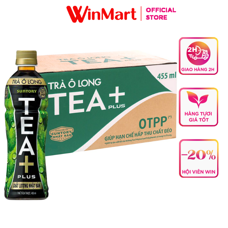 [Siêu thị WinMart] - Thùng 24 chai nước uống Trà Ôlong Tea Plus 455ml