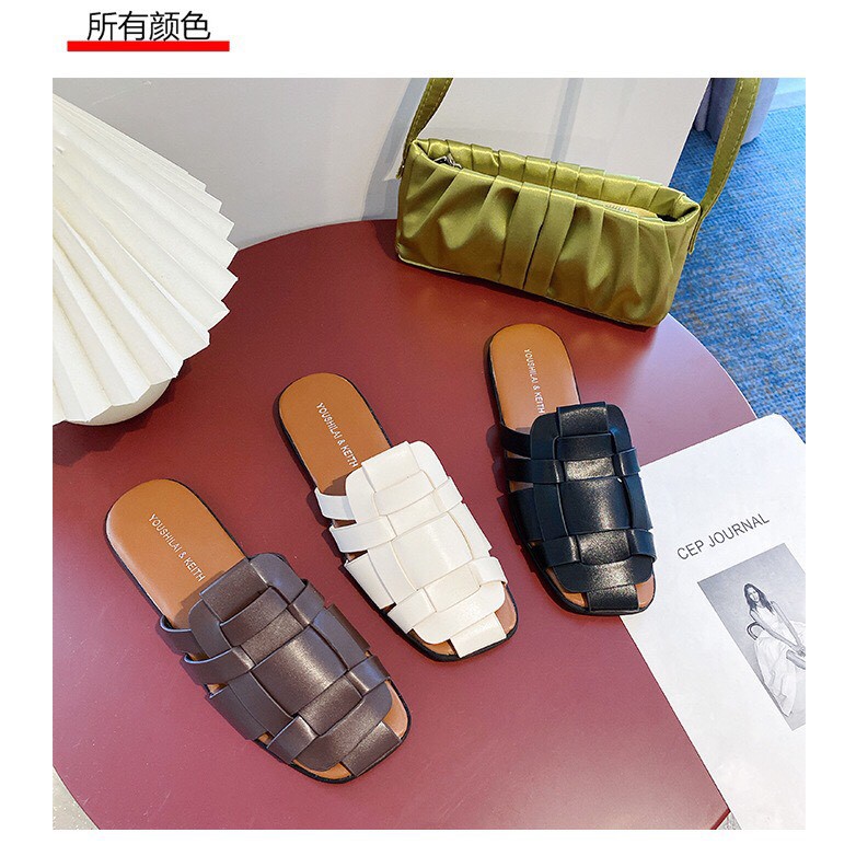 (có sẵn) Sục mule đan dây dép hè thời trang, sục rọ