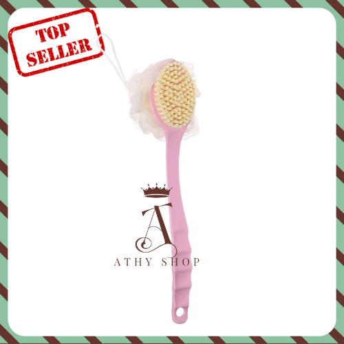 CÂY CHÀ LƯNG KÈM BÔNG TẮM bàn chải dài chà lưng có bông tắm tạo bọt xà phòng dụng cụ vệ sinh cơ thể đồ kì cọ làm sạch thân thể với xà bông chà chân lưng đồ dùng phòng nhà tắm ATHY SHOP