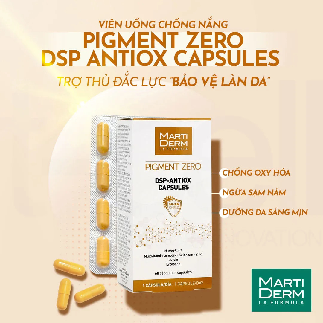 Viên Uống Chống Nắng Làm Sáng Da - MartiDerm Pigment Zero DSP Antiox  Capsules (60 Viên) - MixASale
