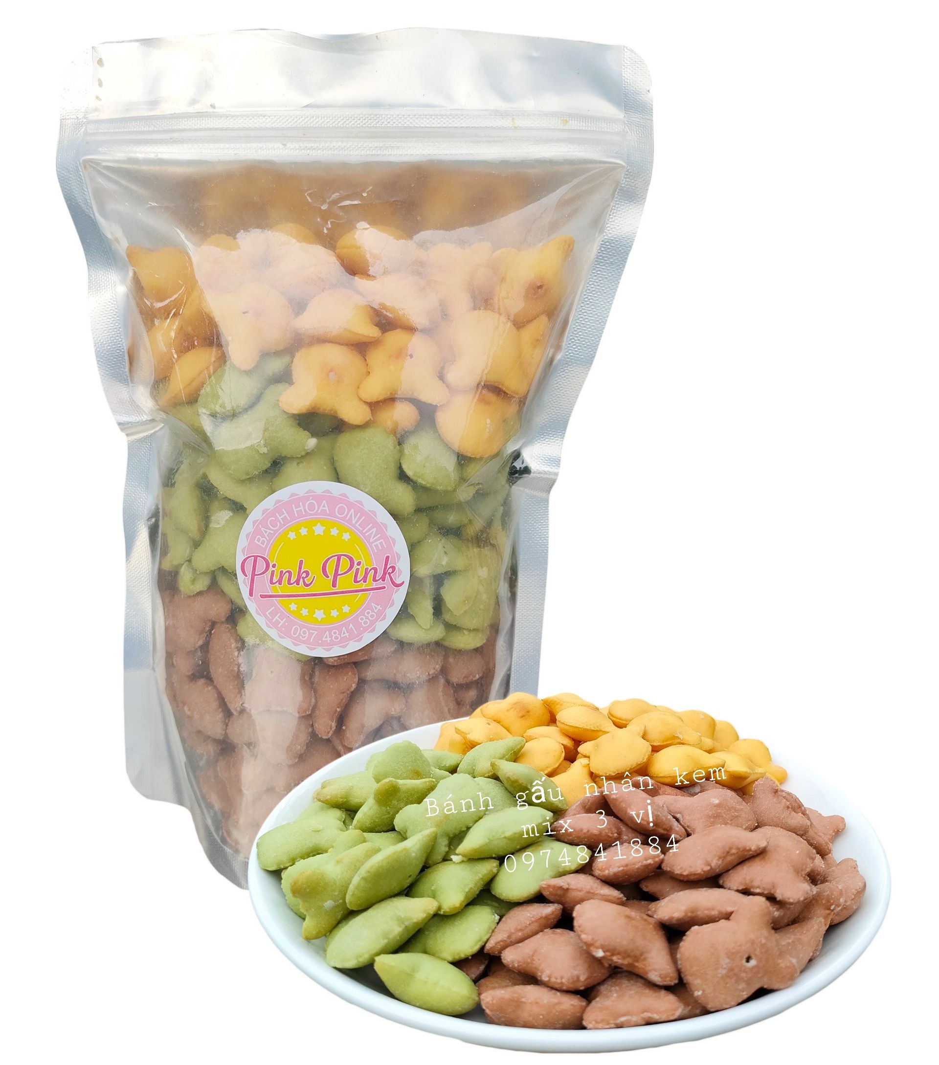 1kg bánh gấu nhân kem mix 3 vị (truyền thống, socola, chùm ngây) - đồ ăn vặt - bách hóa online uy tín